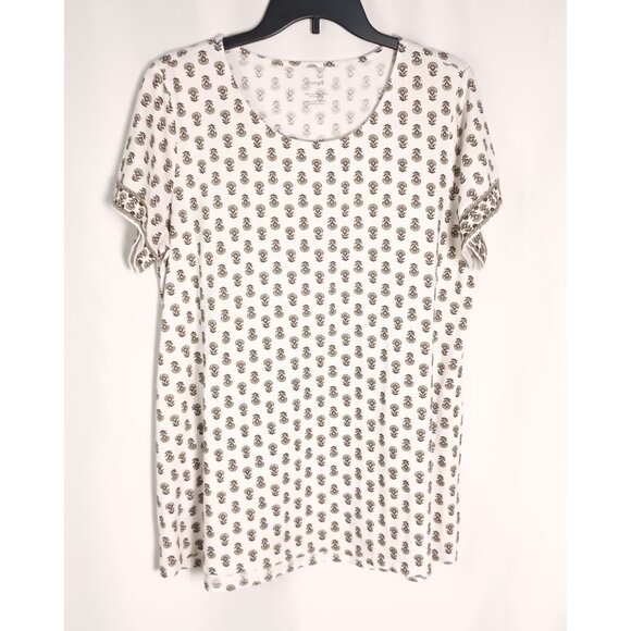 Pure Jill Black Scoop Neck Elliptical Tee Pima Cotton Top Women’s Size L - Picture 3 of 7